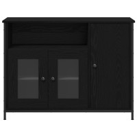 Produktbild för Sideboard Svart Ek 100 x 35 x 75 cm