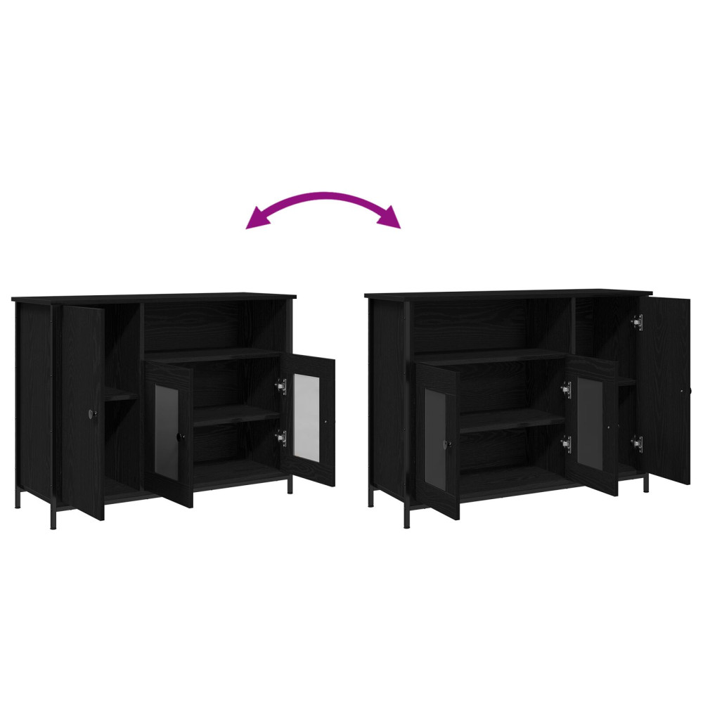 Produktbild för Sideboard Svart Ek 100 x 35 x 75 cm