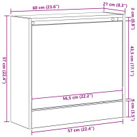Produktbild för Skoskåp med hylla Gammalt trä 60 x 21 x 57 cm Konstruerat trä