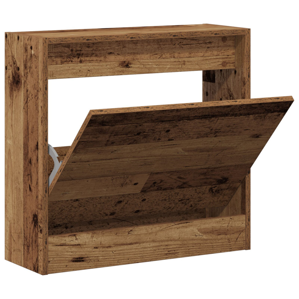 Produktbild för Skoskåp med hylla Gammalt trä 60 x 21 x 57 cm Konstruerat trä