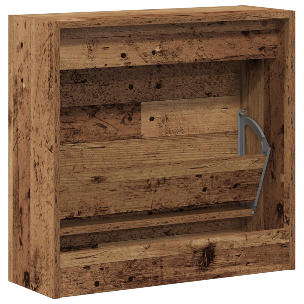 Produktbild för Skoskåp med hylla Gammalt trä 60 x 21 x 57 cm Konstruerat trä