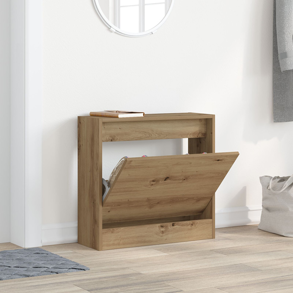 Produktbild för Skoskåp med hylla Artisan Ek 60 x 21 x 57 cm Konstruerat trä