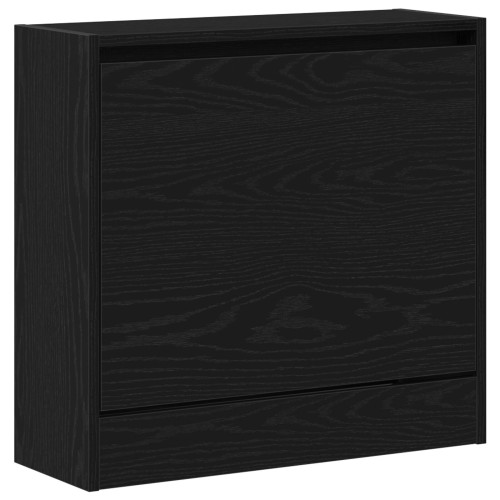 vidaXL Skoskåp med hylla Svart Ek 60 x 21 x 57 cm Konstruerat trä