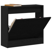 Produktbild för Skoskåp med hylla Svart Ek 60 x 21 x 57 cm Konstruerat trä