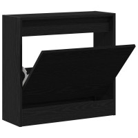 Produktbild för Skoskåp med hylla Svart Ek 60 x 21 x 57 cm Konstruerat trä