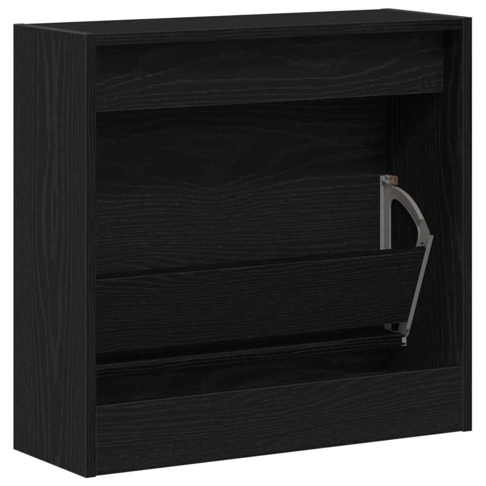 Produktbild för Skoskåp med hylla Svart Ek 60 x 21 x 57 cm Konstruerat trä