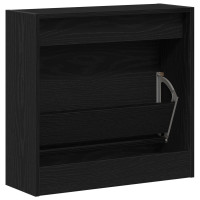 Produktbild för Skoskåp med hylla Svart Ek 60 x 21 x 57 cm Konstruerat trä