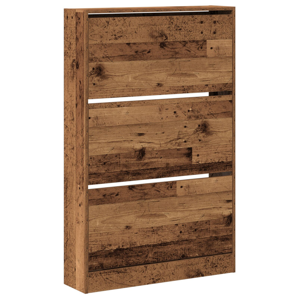 Produktbild för Skoskåp med dörr Gammalt trä 80 x 21 x 125,5 cm Konstruerat trä