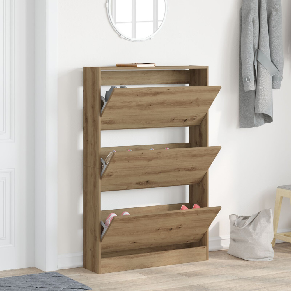 Produktbild för Skoskåp med hylla Artisan Ek 80 x 21 x 125,5 cm Konstruerat trä