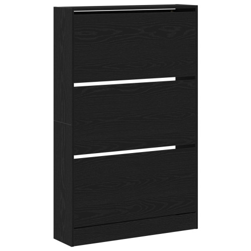 vidaXL Skoskåp med hylla Svart Ek 80 x 21 x 125,5 cm Konstruerat trä