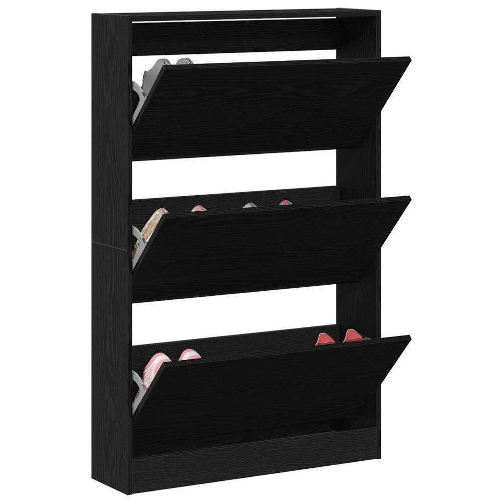 Produktbild för Skoskåp med hylla Svart Ek 80 x 21 x 125,5 cm Konstruerat trä