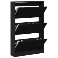 Produktbild för Skoskåp med hylla Svart Ek 80 x 21 x 125,5 cm Konstruerat trä