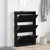 Produktbild för Skoskåp med hylla Svart Ek 80 x 21 x 125,5 cm Konstruerat trä