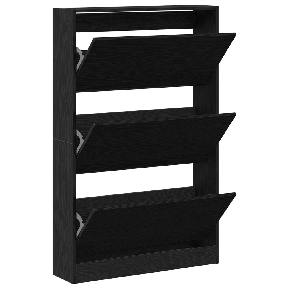 Produktbild för Skoskåp med hylla Svart Ek 80 x 21 x 125,5 cm Konstruerat trä