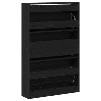 Produktbild för Skoskåp med hylla Svart Ek 80 x 21 x 125,5 cm Konstruerat trä