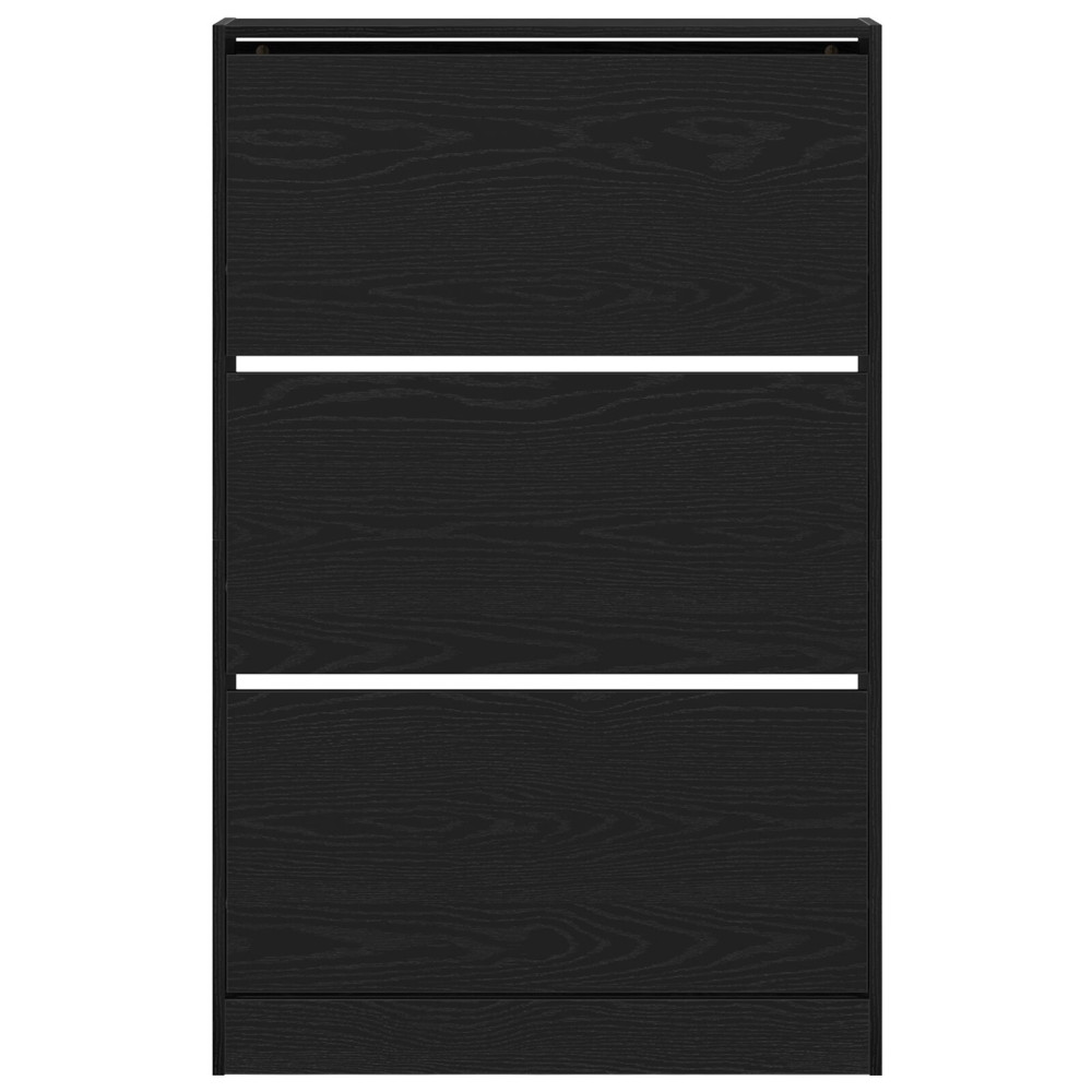 Produktbild för Skoskåp med hylla Svart Ek 80 x 21 x 125,5 cm Konstruerat trä