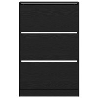 Produktbild för Skoskåp med hylla Svart Ek 80 x 21 x 125,5 cm Konstruerat trä