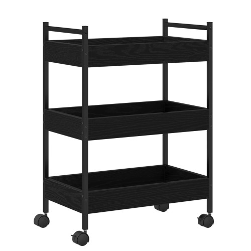 vidaXL Köksvagn Svart ek 50 x 30 x 70 cm Konstruerat trä