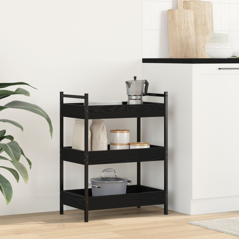 Produktbild för Köksvagn Svart ek 50 x 30 x 70 cm Konstruerat trä