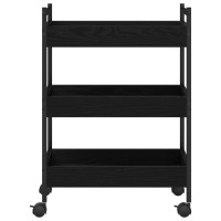 Produktbild för Köksvagn Svart ek 50 x 30 x 70 cm Konstruerat trä