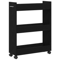 Produktbild för Skåp med hjul Svart Ek 60 x 22 x 79 cm