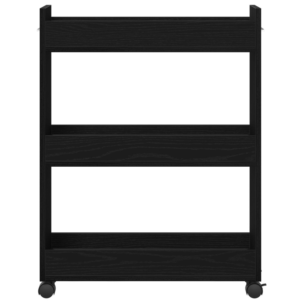 Produktbild för Skåp med hjul Svart Ek 60 x 22 x 79 cm