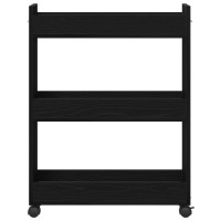Produktbild för Skåp med hjul Svart Ek 60 x 22 x 79 cm