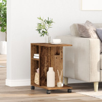 Produktbild för Sidobord med hylla Gammalt trä 50 x 30 x 55 cm Konstruerat trä