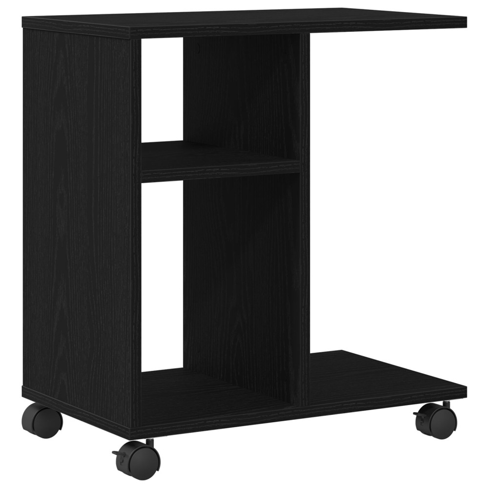 Produktbild för Sidobord med hylla Svart ek 50 x 30 x 55 cm Konstruerat trä