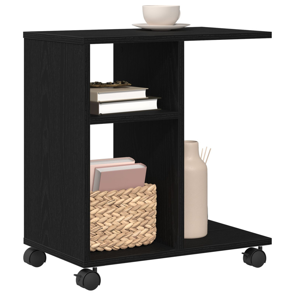 Produktbild för Sidobord med hylla Svart ek 50 x 30 x 55 cm Konstruerat trä