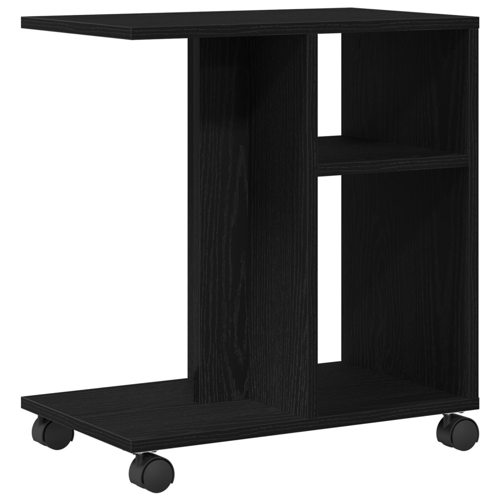 Produktbild för Sidobord med hylla Svart ek 50 x 30 x 55 cm Konstruerat trä