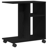 Produktbild för Sidobord med hylla Svart ek 50 x 30 x 55 cm Konstruerat trä