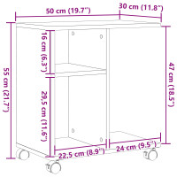 Produktbild för Sidobord med hylla Svart ek 50 x 30 x 55 cm Konstruerat trä
