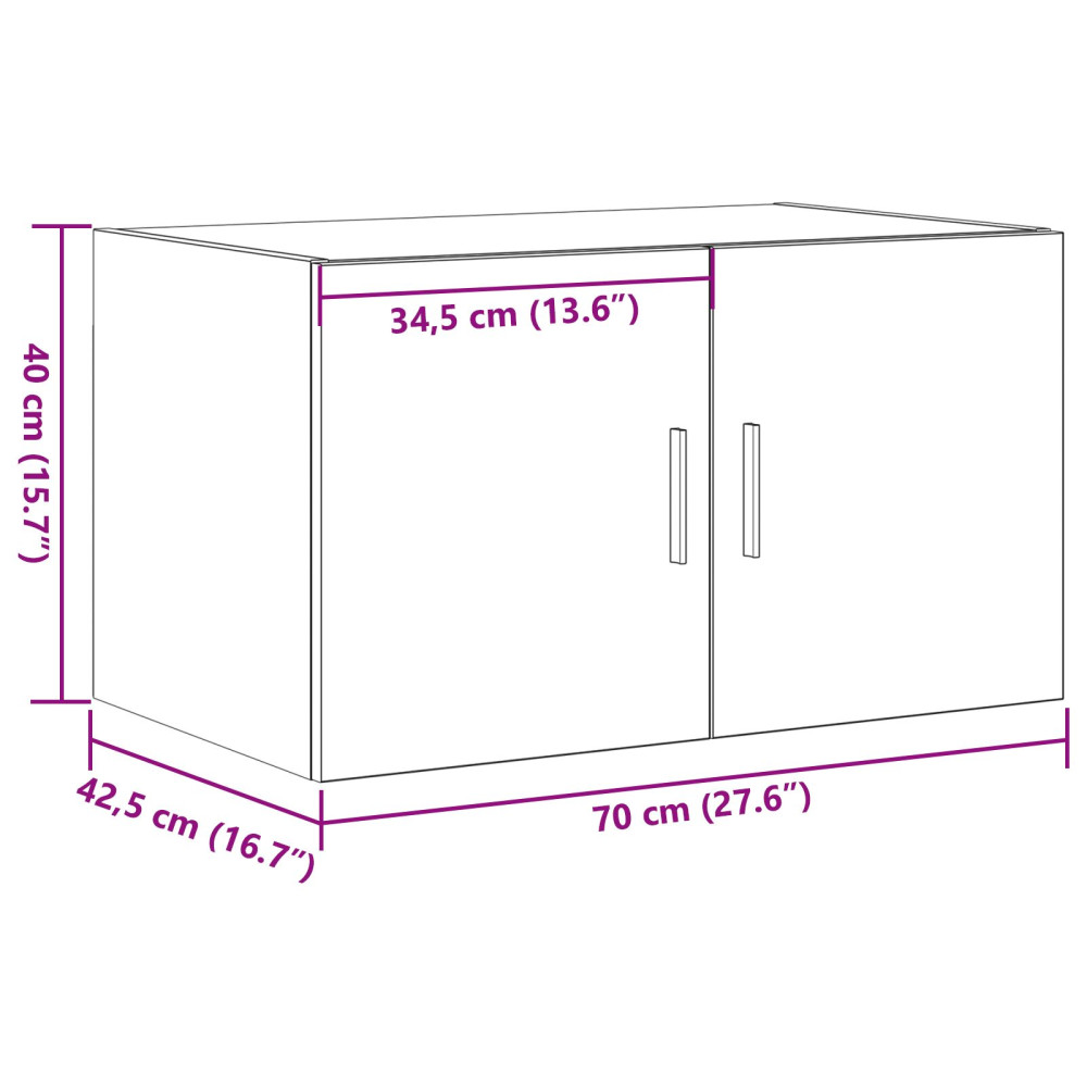 Produktbild för Väggskåp Svart ek 70 x 42.5 x 40 cm Konstruerat trä