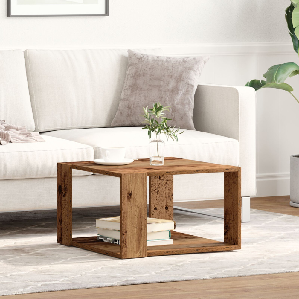 Produktbild för Kaffeebord Gammalt trä 51,5 x 51,5 x 30 cm Konstruerat trä