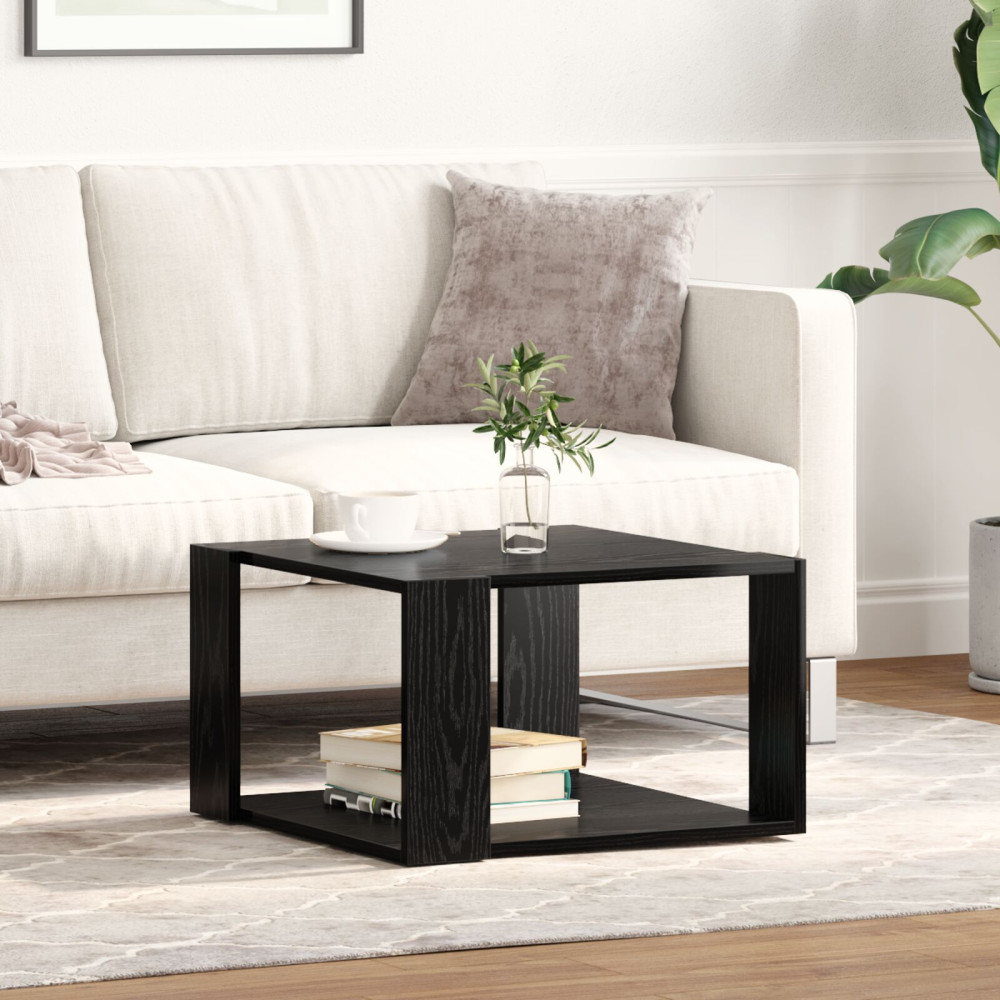 Produktbild för Kaffeebord Svart Ek 51,5 x 51,5 x 30 cm Konstruerat trä