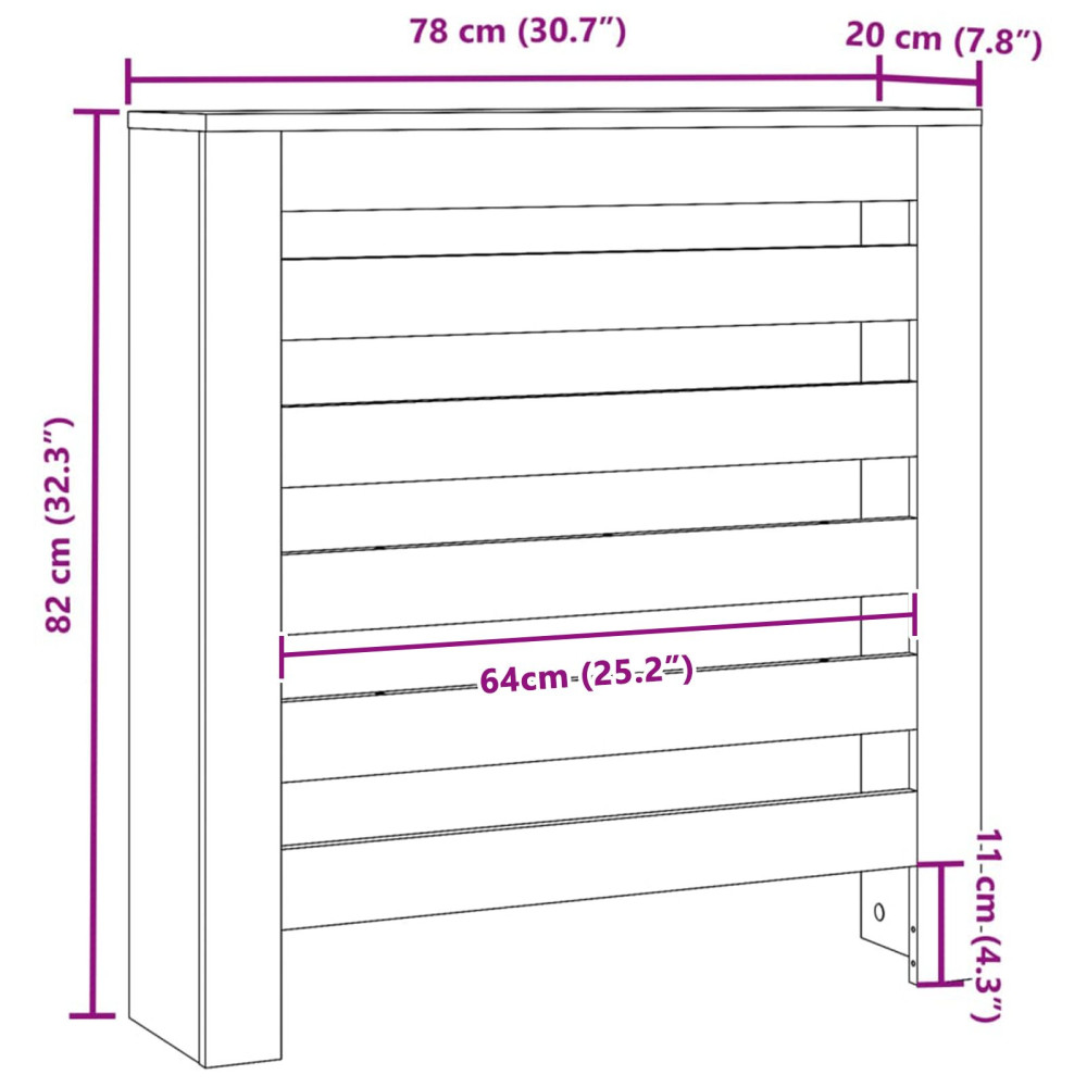 Produktbild för Radiatorlock Svart Ek 78 x 20 x 82 cm Konstruerat trä