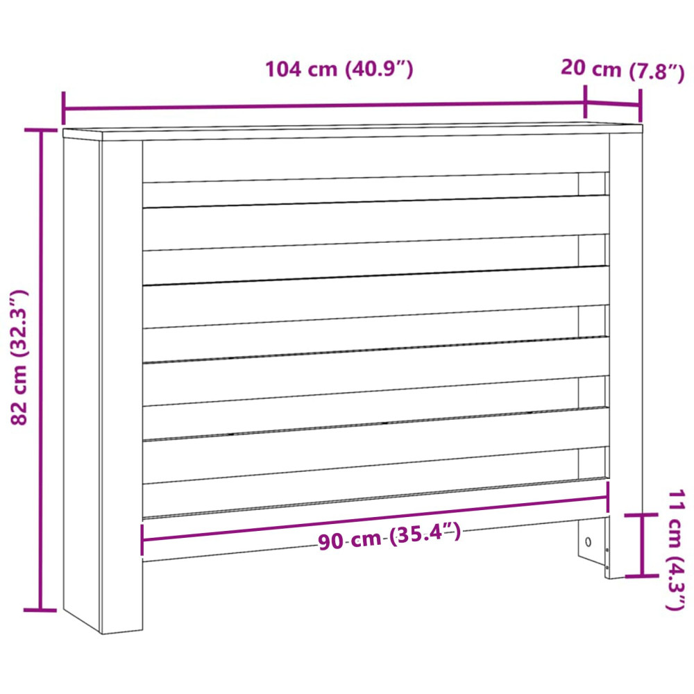 Produktbild för Radiatorlock Svart Ek 104 x 20 x 82 cm Konstruerat trä