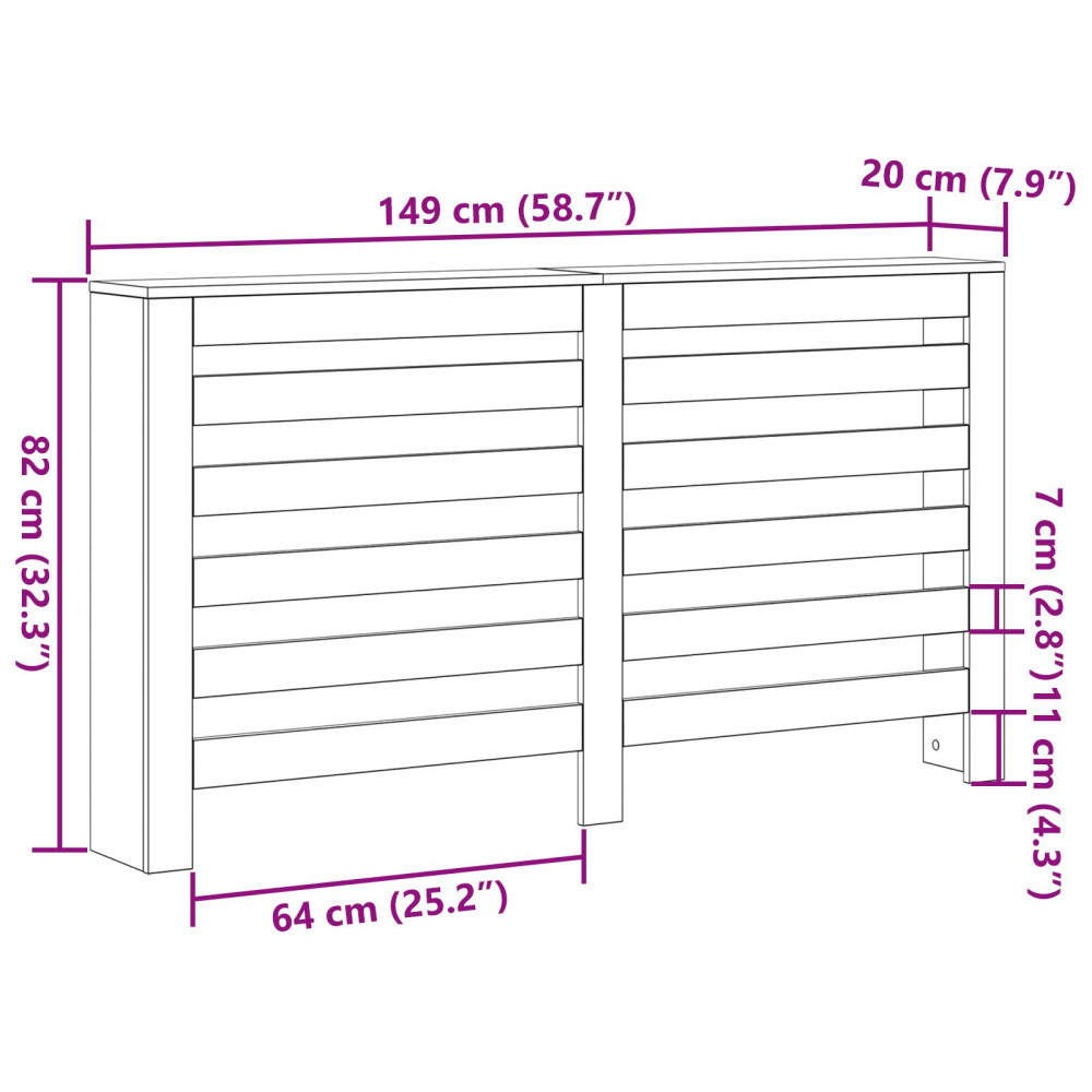 Produktbild för Radiatorlock Svart Ek 149 x 20 x 82 cm Konstruerat trä