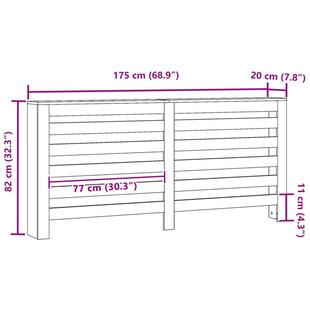 Produktbild för Radiatorlock Svart Ek 175 x 20 x 82 cm Konstruerat trä