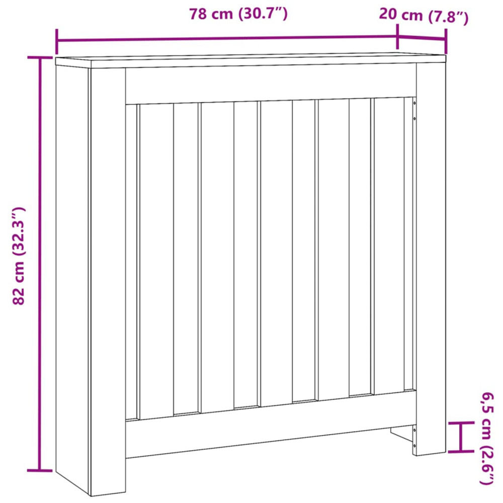 Produktbild för Radiatorlock Svart Ek 78 x 20 x 82 cm Konstruerat trä
