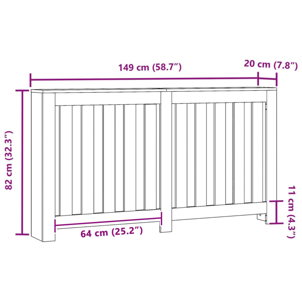 Produktbild för Radiatorlock Svart Ek 149 x 20 x 82 cm Konstruerat trä