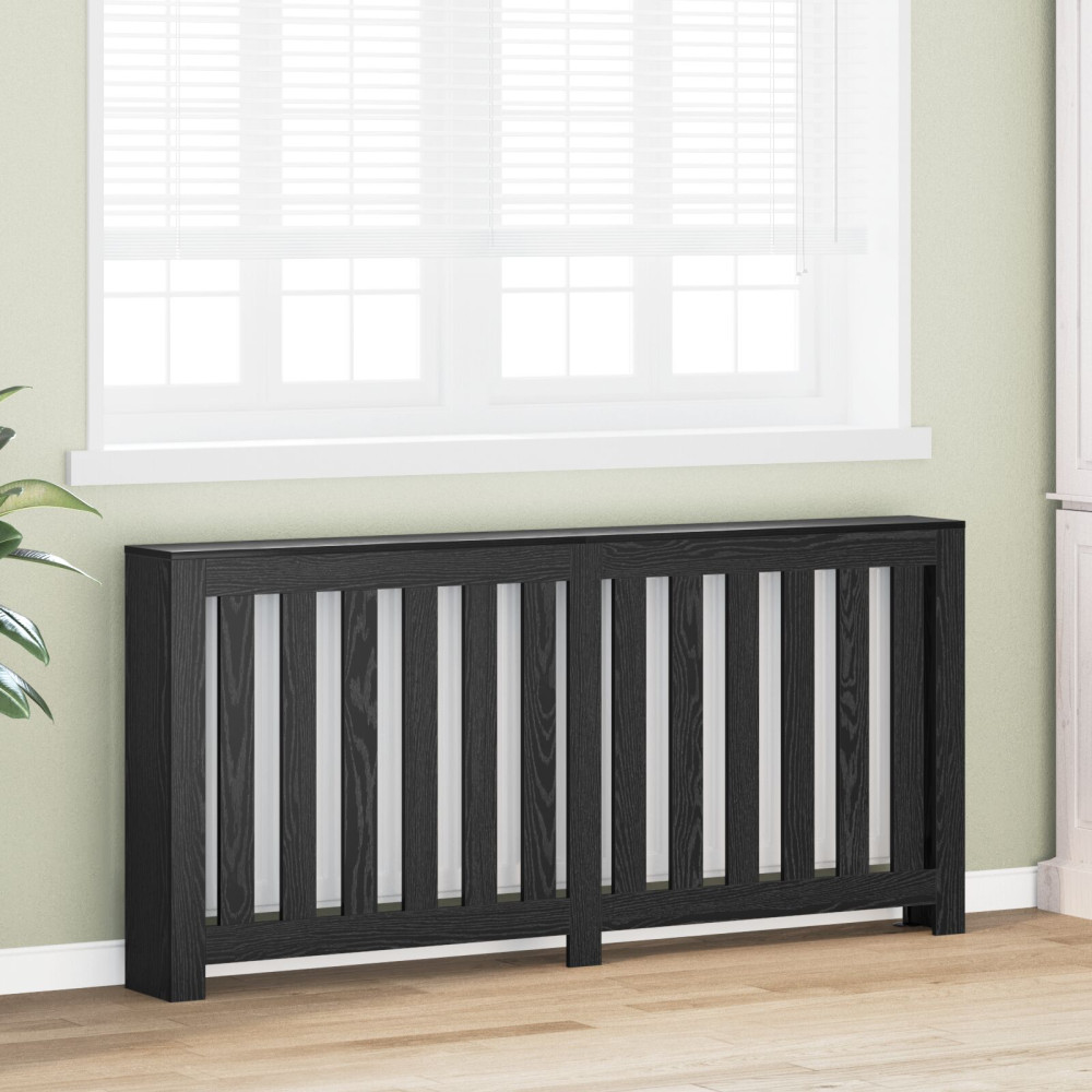 Produktbild för Radiatorlock Svart Ek 175 x 20 x 82 cm Konstruerat trä