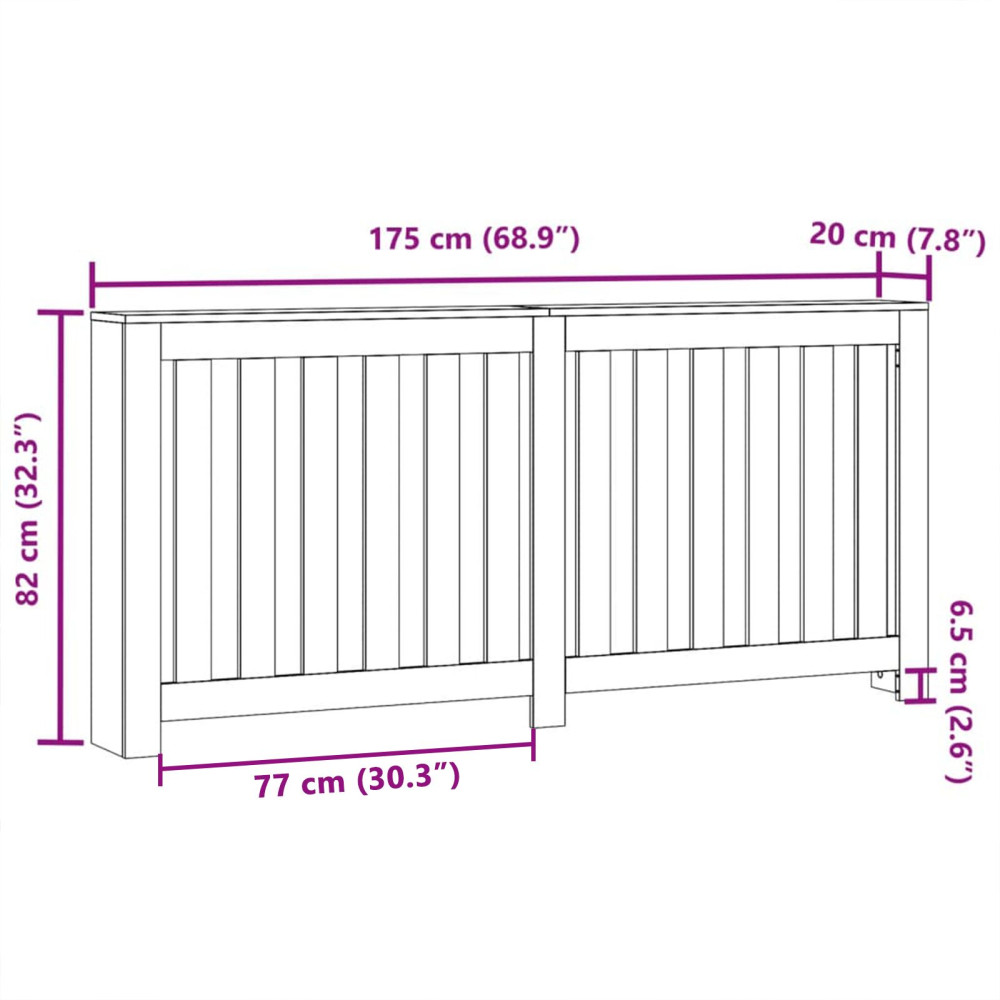 Produktbild för Radiatorlock Svart Ek 175 x 20 x 82 cm Konstruerat trä