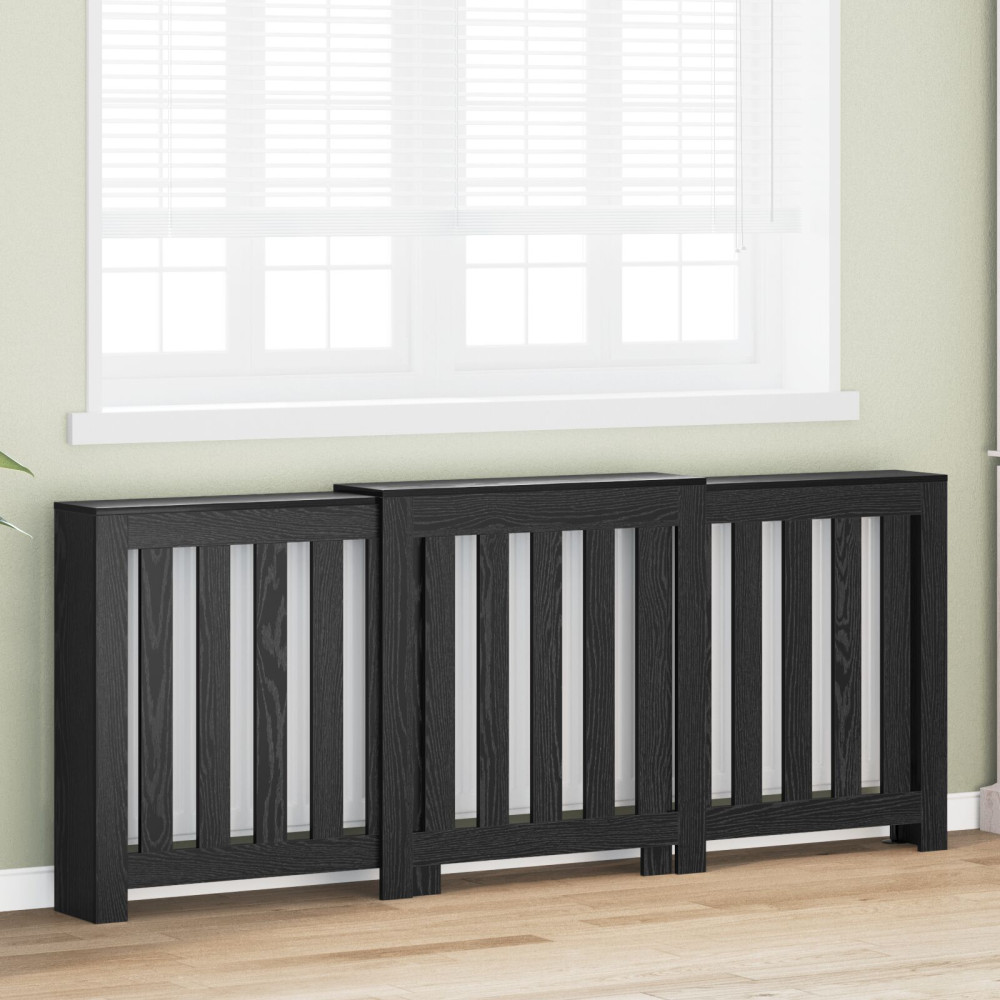 Produktbild för Radiatorlock Svart Ek 205 x 21,5 x 83,5 cm Konstruerat trä