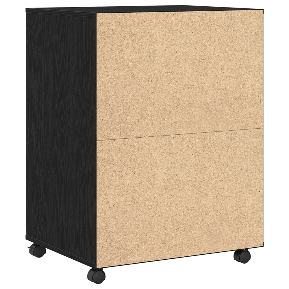 Produktbild för Skåp med hylla med hjul med lagring Svart Ek 60 x 48 x 74.5 cm