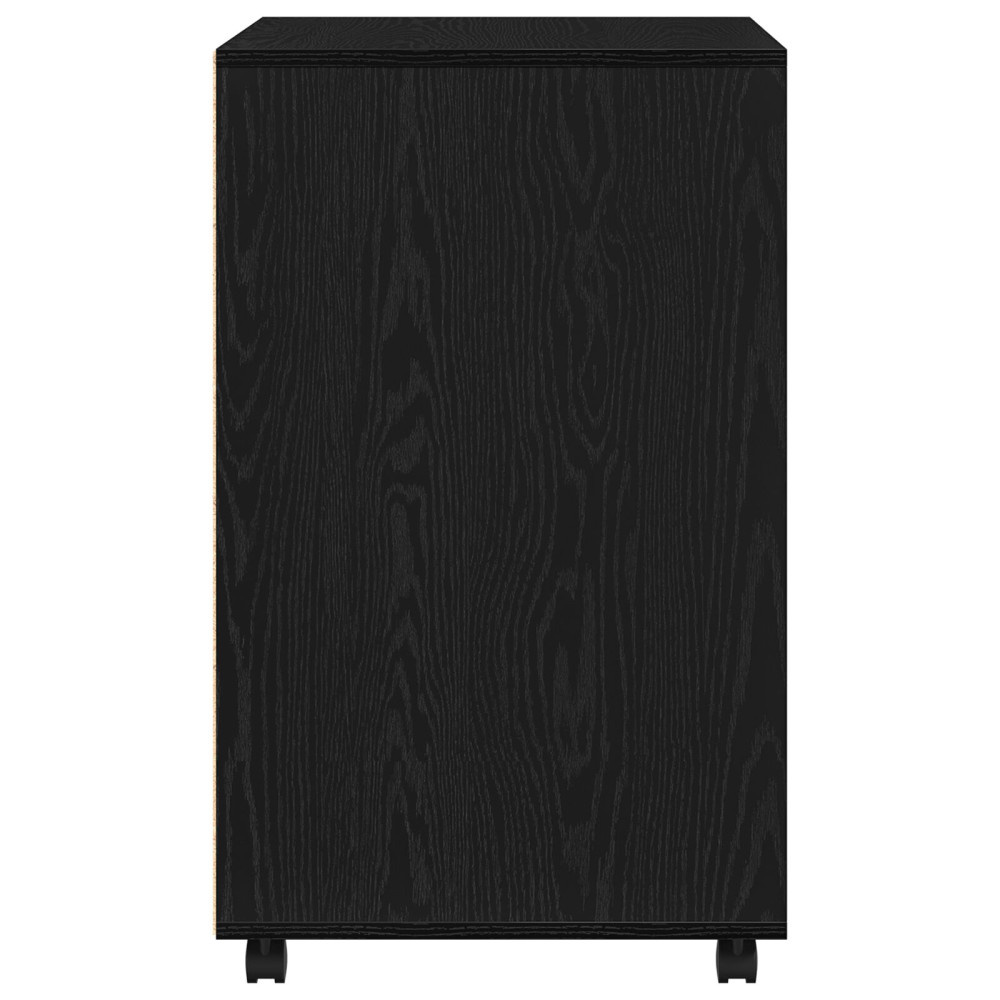 Produktbild för Skåp med hylla med hjul med lagring Svart Ek 60 x 48 x 74.5 cm
