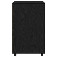 Produktbild för Skåp med hylla med hjul med lagring Svart Ek 60 x 48 x 74.5 cm