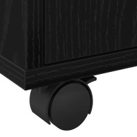 Produktbild för Skåp med hylla med hjul med lagring Svart Ek 60 x 48 x 74.5 cm