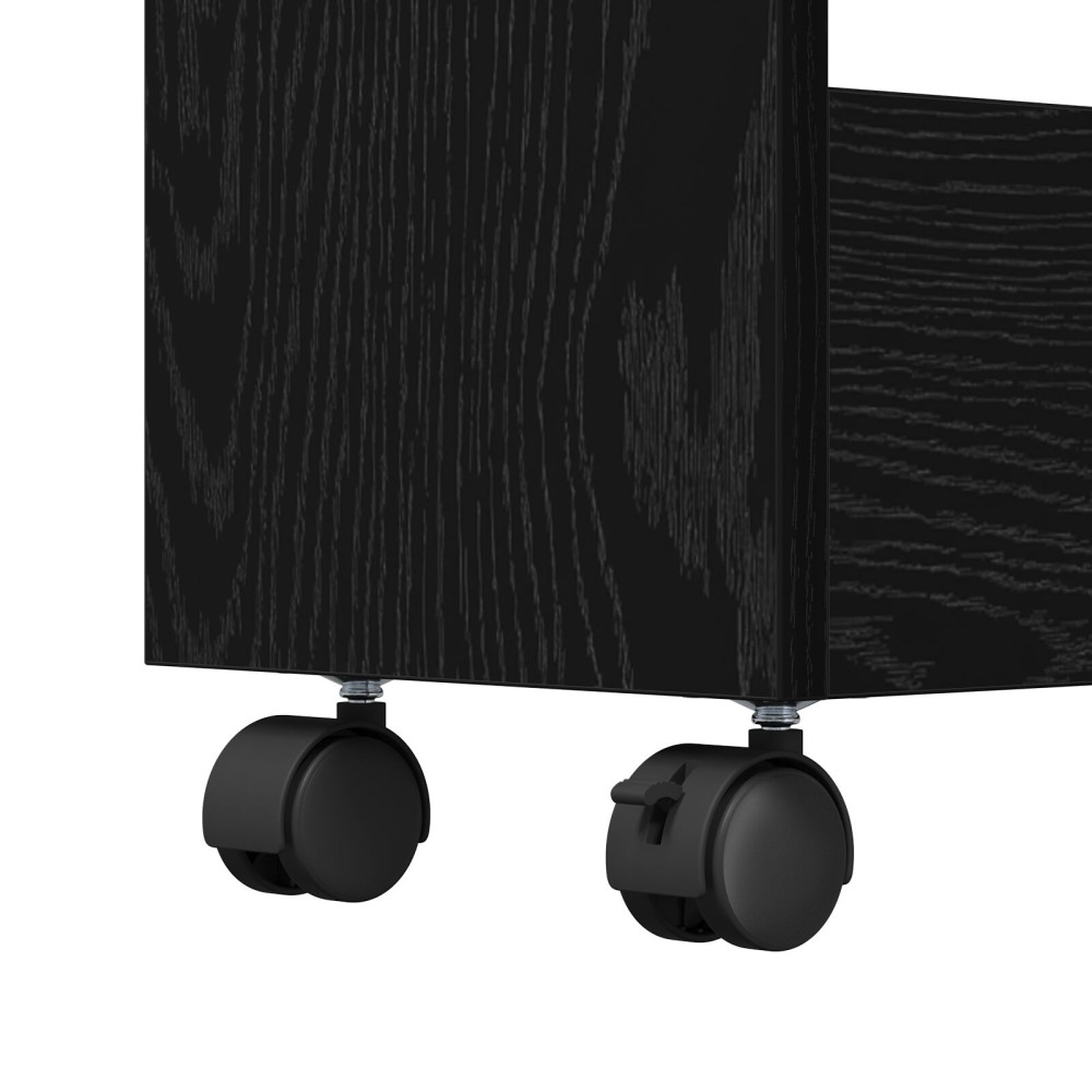 Produktbild för Smal förvaringsvagn Svart Ek 60 x 22 x 80 cm Konstruerat trä
